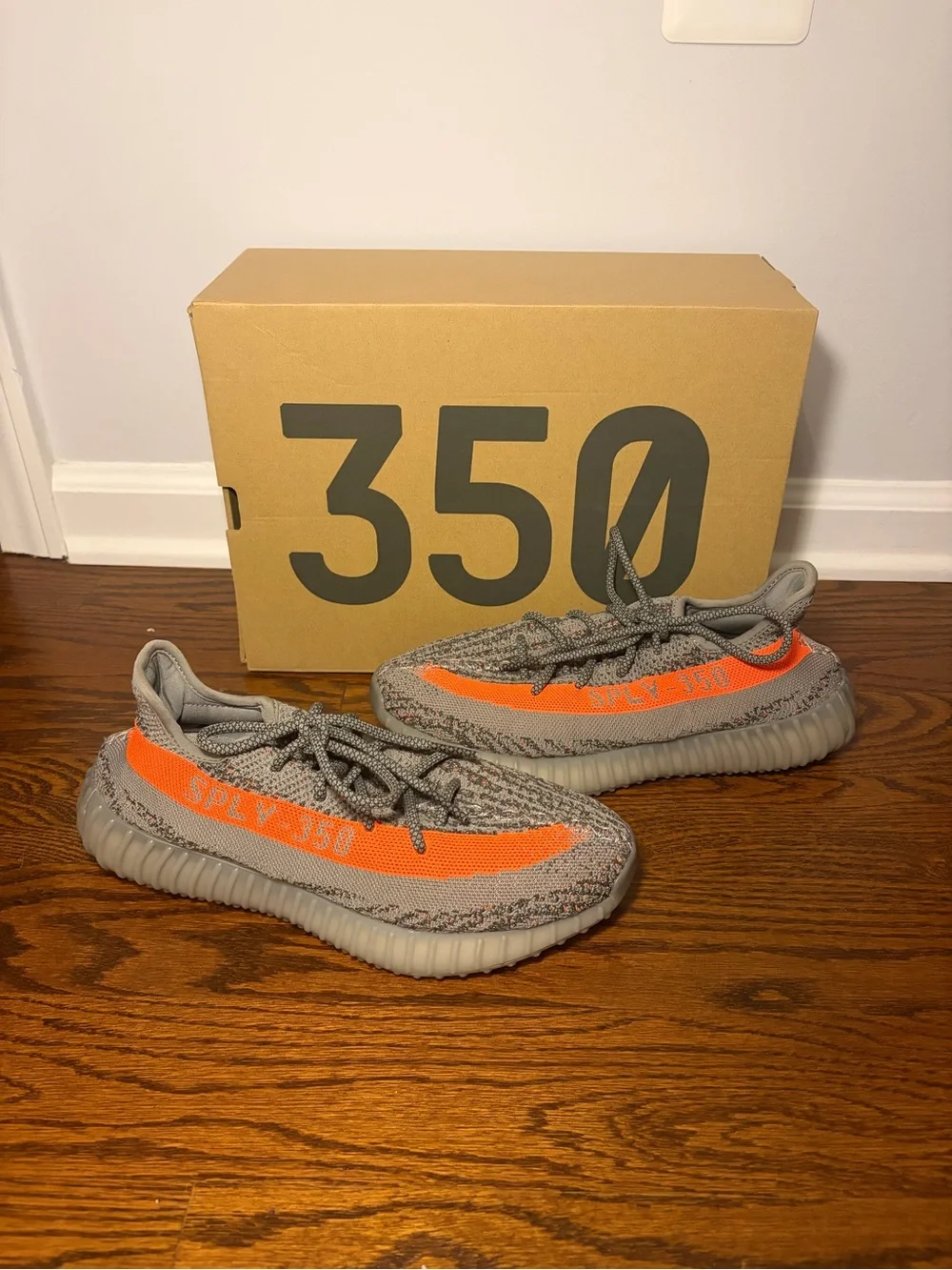 adidas Yeezy Boost 350 V2 Grey with Orange Stripe - Men